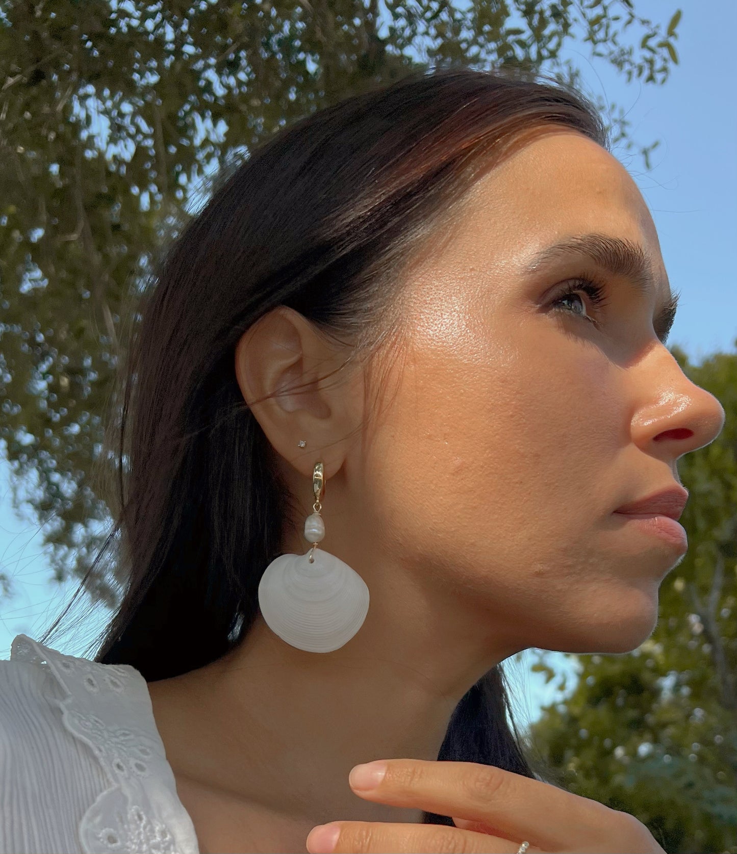 White Shell Earrings