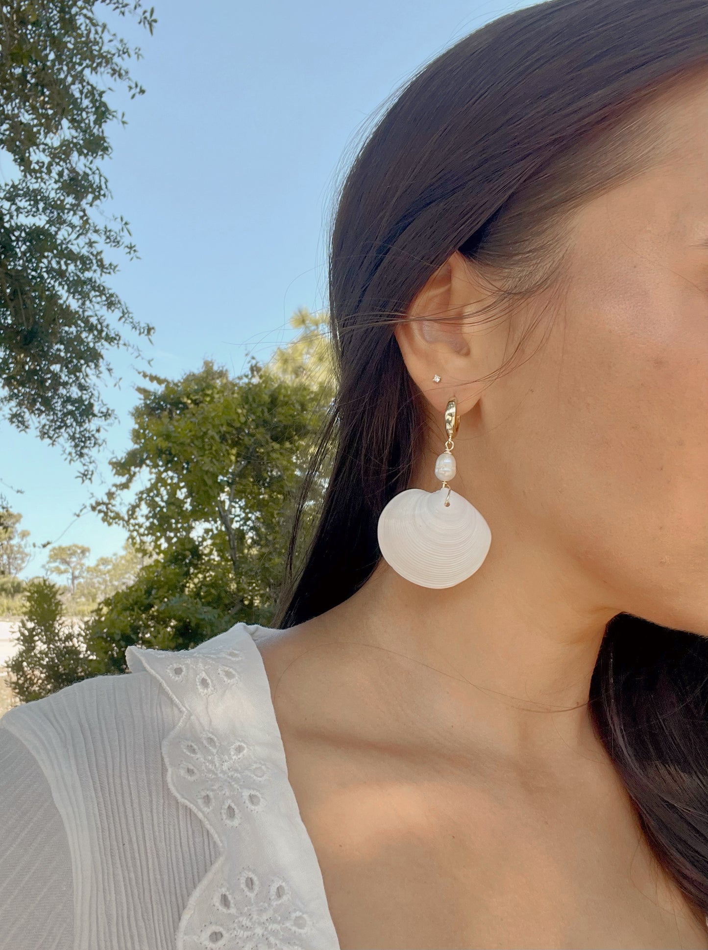 White Shell Earrings