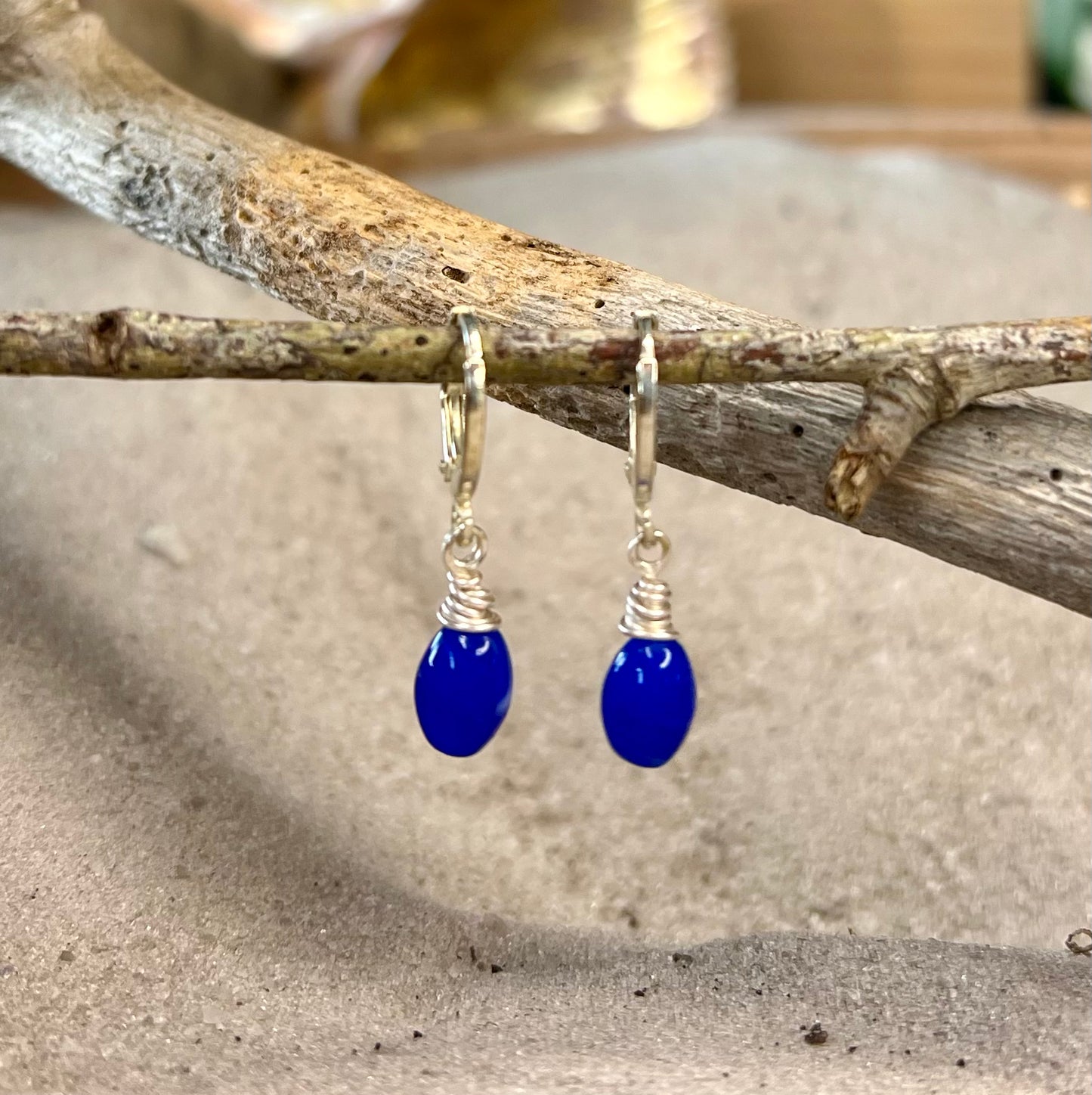 Tiny Blue Earrings