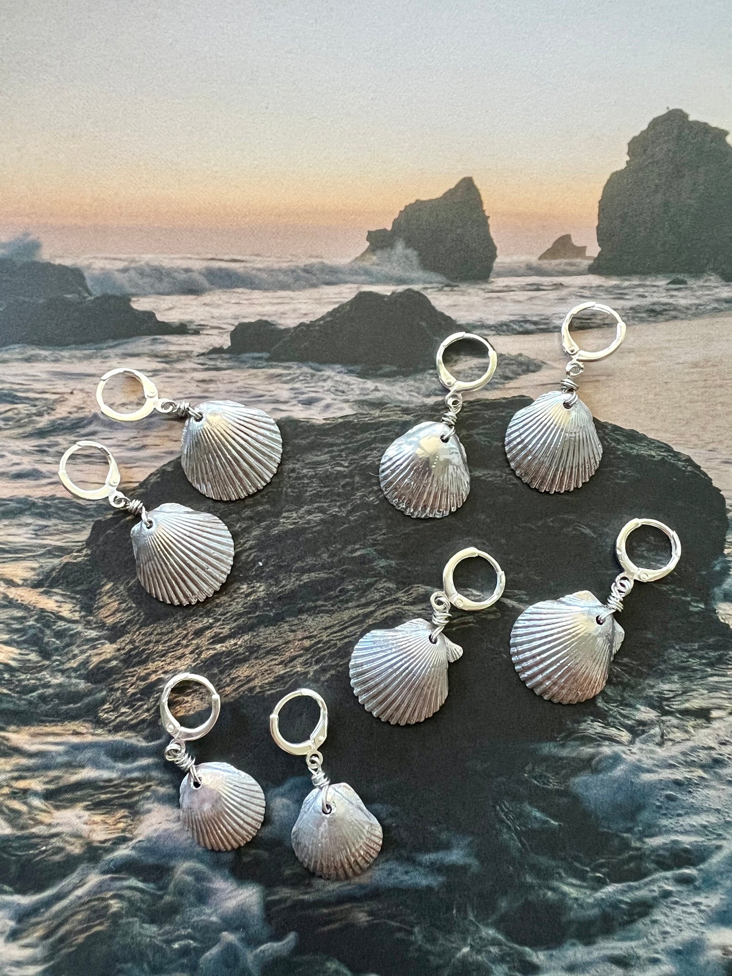 Chrome covered Seashell earrings