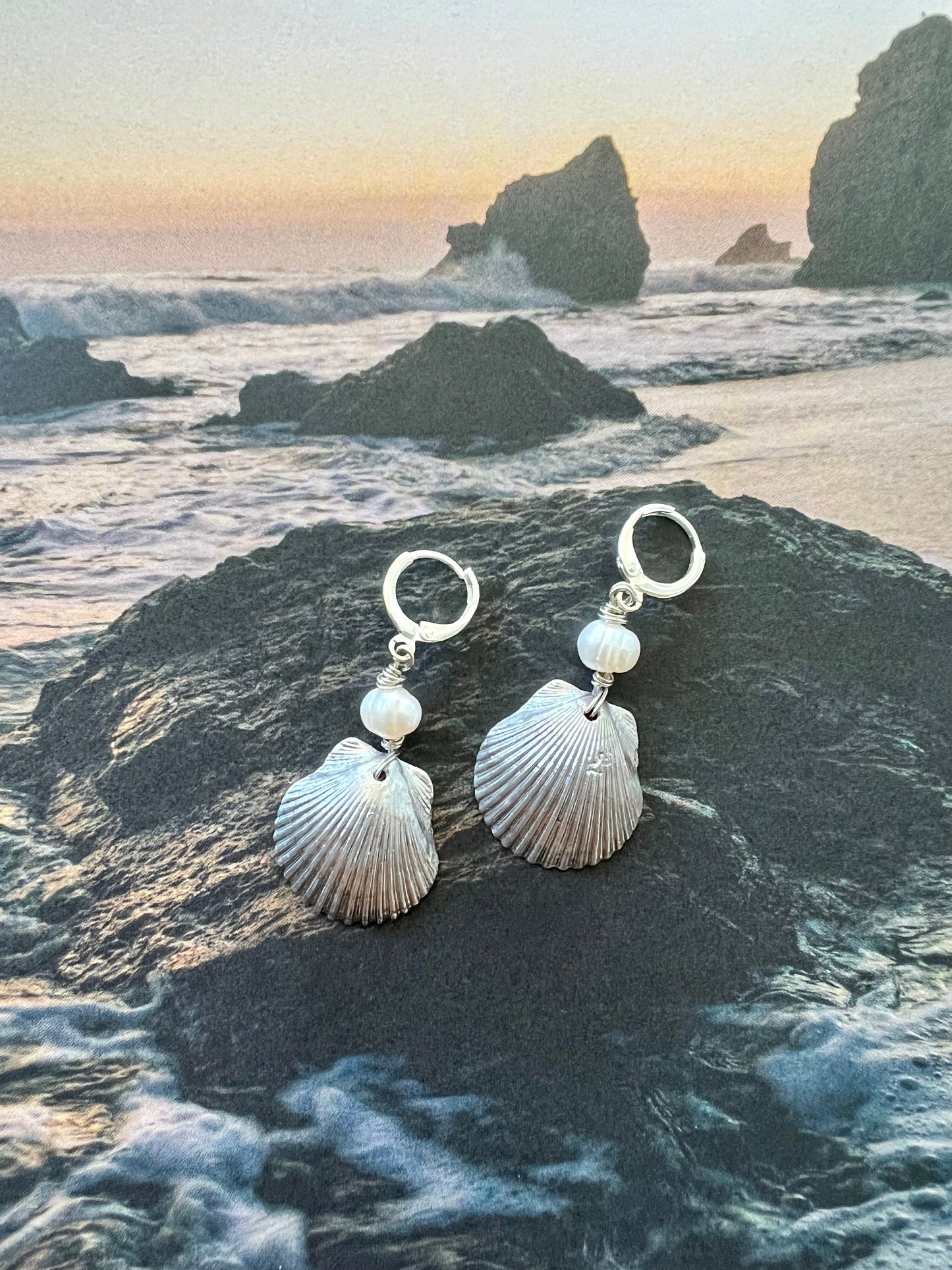 Chrome covered Seashell earrings