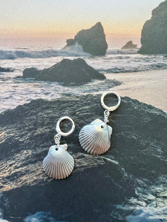 Chrome covered Seashell earrings