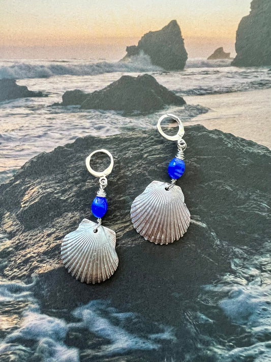 Chrome covered Seashell earrings