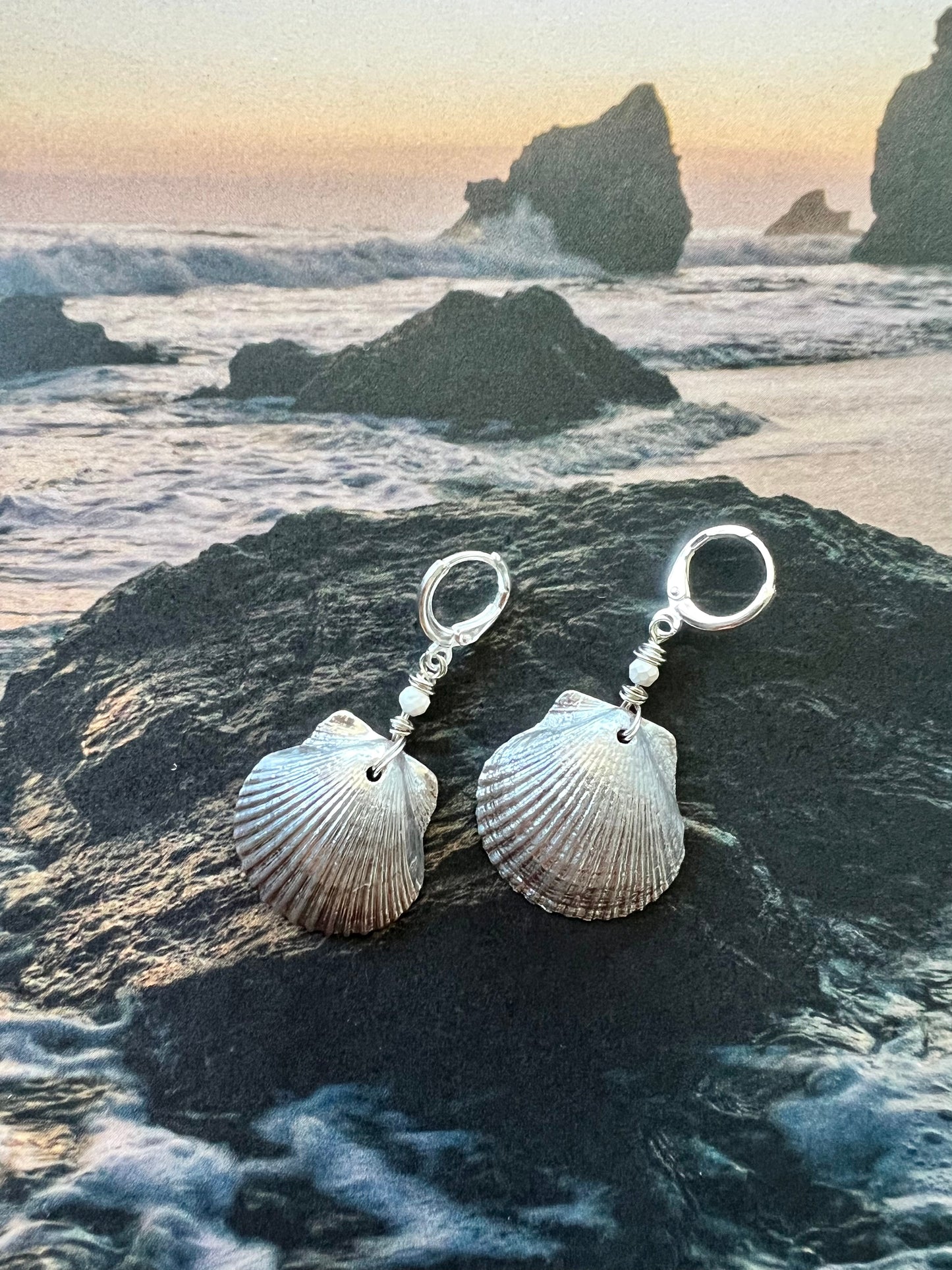 Chrome covered Seashell earrings