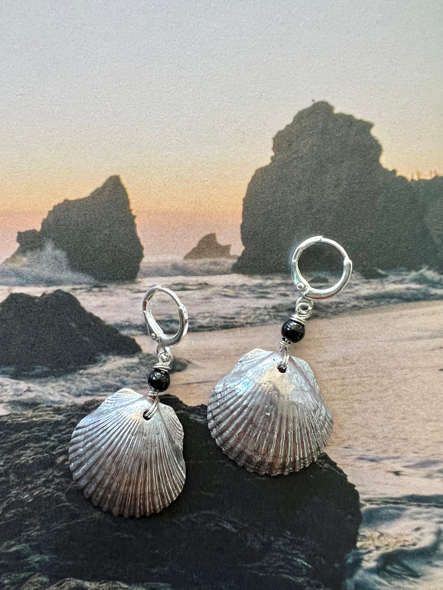 Chrome covered Seashell earrings