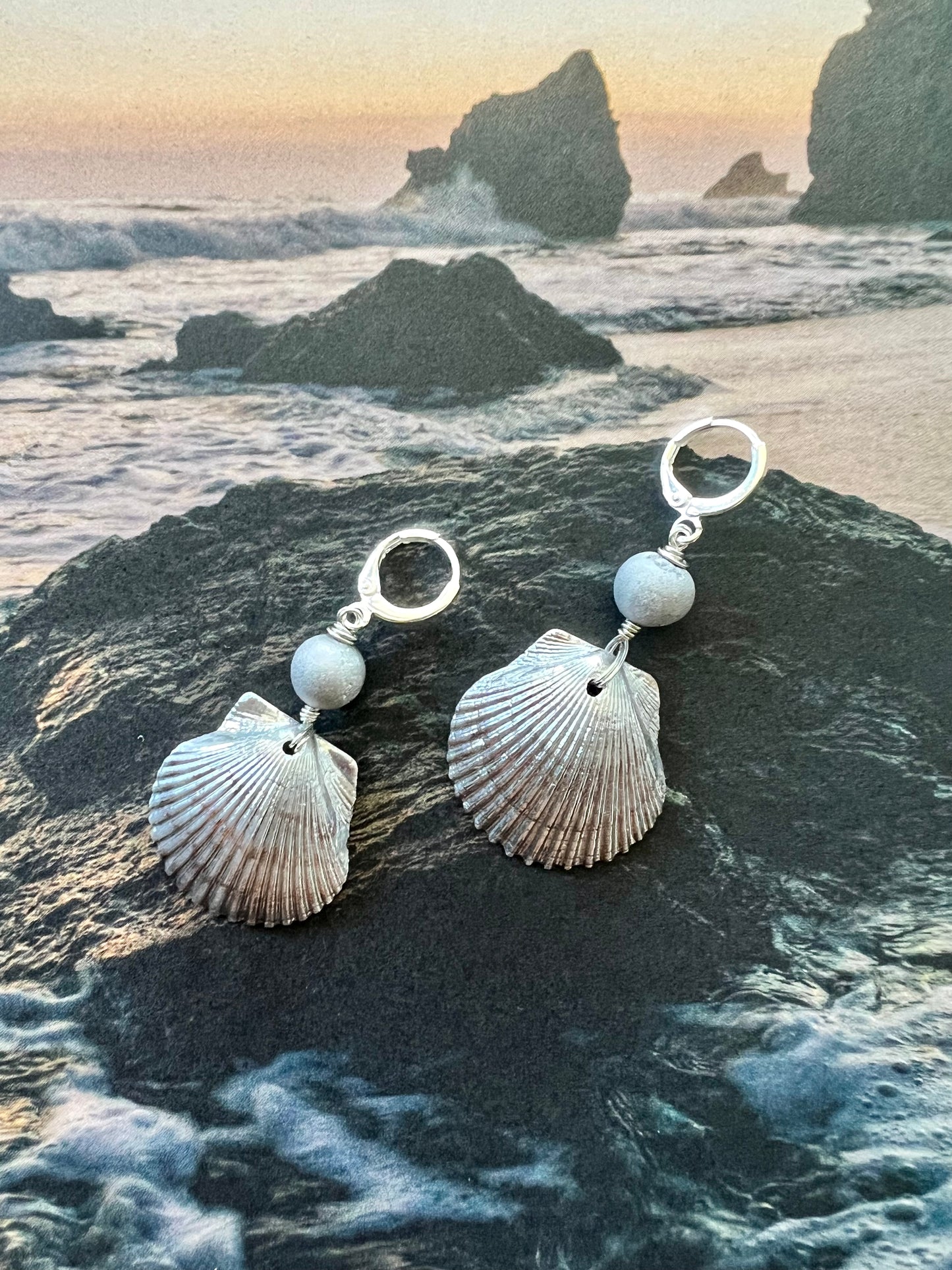 Chrome covered Seashell earrings